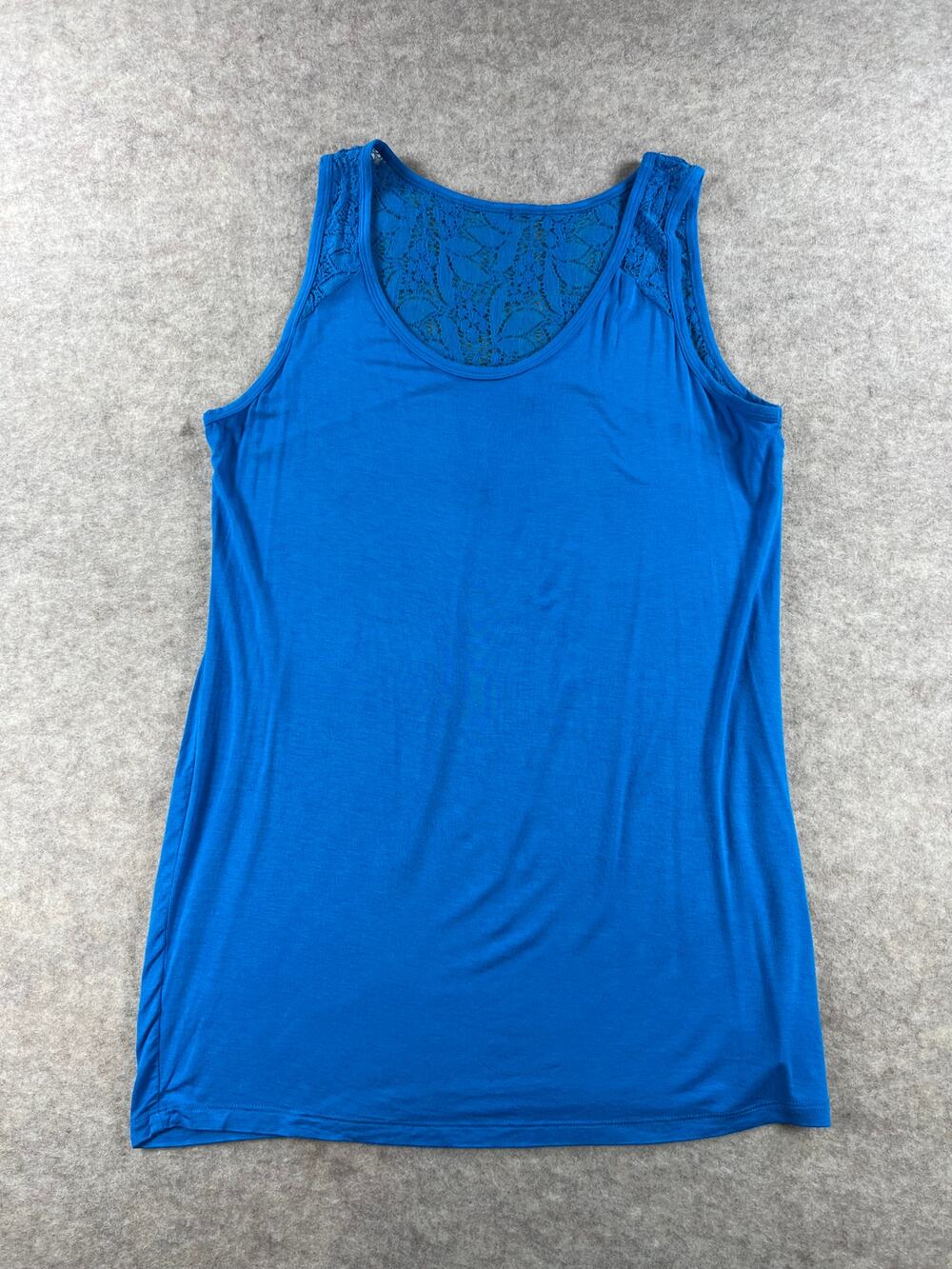 Motherhood Maternity Blue Crochet Detail Stretch Tank Top Size Medium